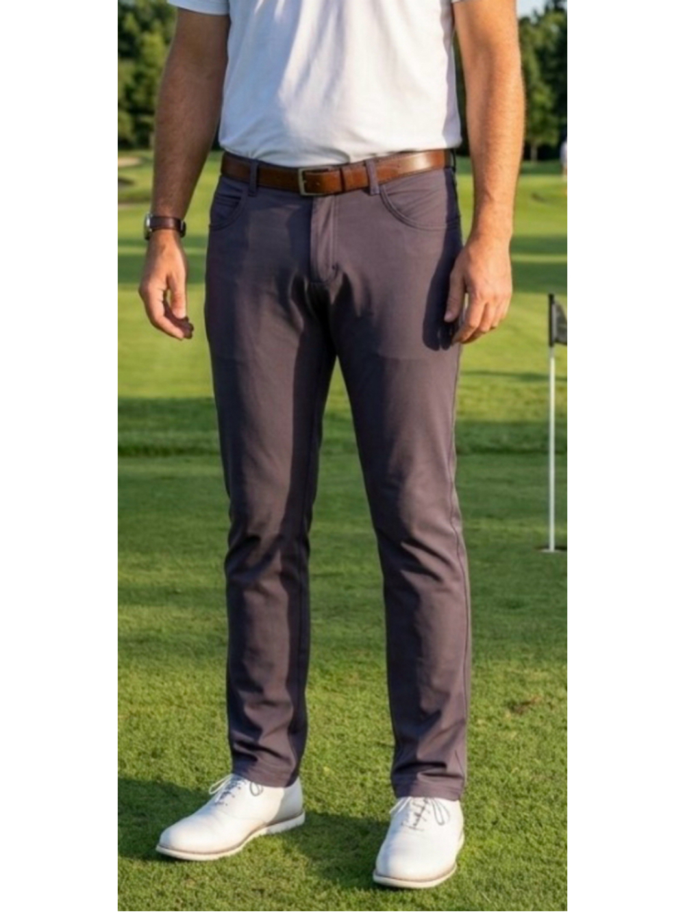 Nike Dri-FIT Grey Technical Stretch Golf Pants Flat Front Trousers 34x30 M 2091